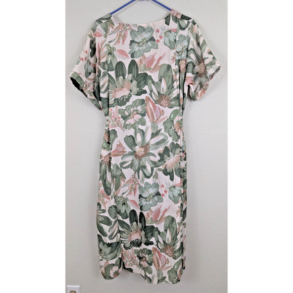 New Nina Kendosa Paris One Size Alionka Dress midi green floral shift 0956 - Picture 4 of 8